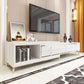 Glam – console sur pied en verre, tiroirs inclus, console multimédia avec pieds