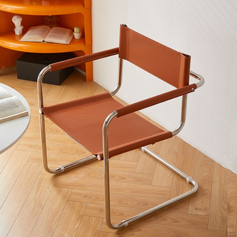 Modern Dining Accent Chair Faux Leather en Metal Dining Arm stoel