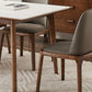 Mesa de comedor rectangular de piedra blanca contemporánea con 4 pies
