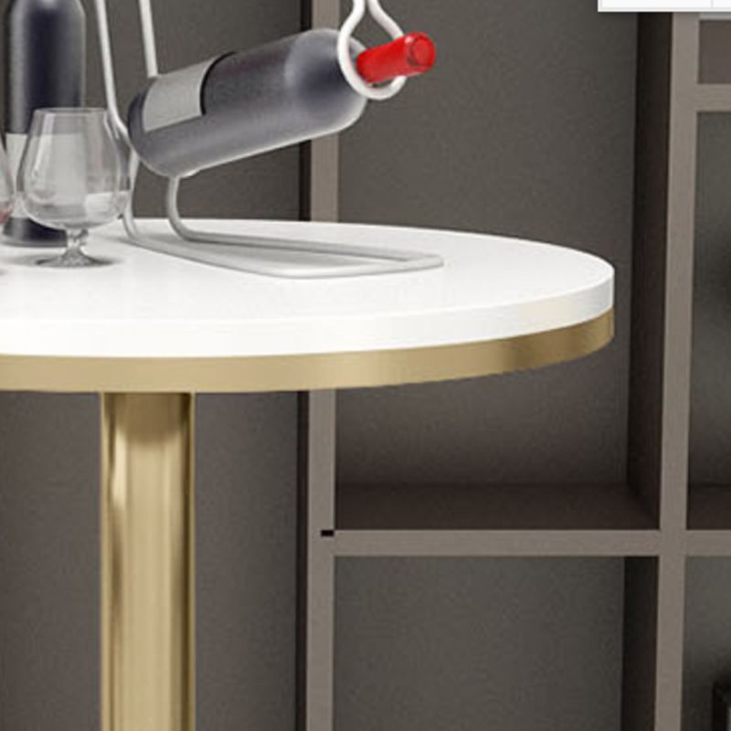 Glam Iron Bar Dining Table Faux Marble Gold Indoor Bistro Table with Single Pedestal Clearhalo 'Bar Furniture' 'Bar Tables' 'bar_tables' 'furn' 'furn_bar_tables' 'Furniture' 'furniture_bar_tables' 'Kitchen & Dining Furniture' 1200x1200_6ac22fe4-4594-400a-b1d3-a212a5dae40f