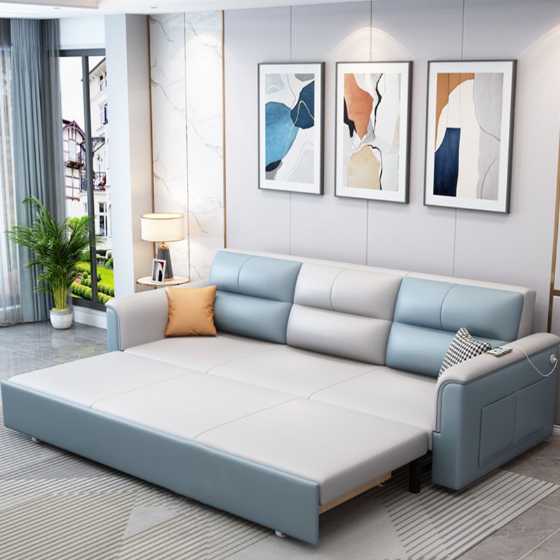 31 "divano scandinavo largo futon in finta vetrina in pelle con archiviazione