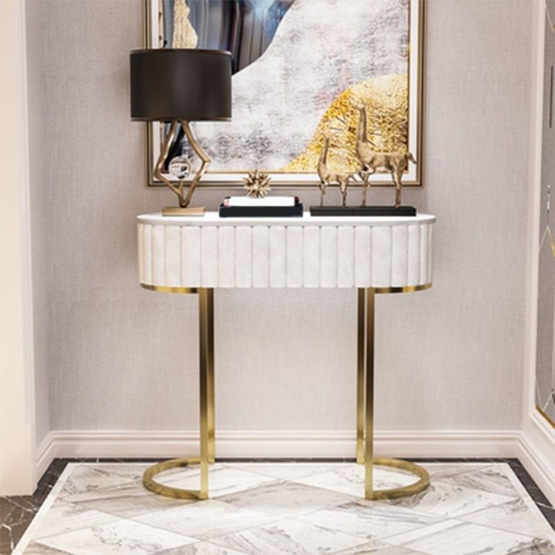 Mesa de consola de mármol oval de la mesa de acento de marco Ironcraft para el salón