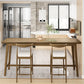 Brown Ash Wood Rectangle Bar Table with Trestle for Living Room