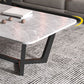 Glam Style Rectangular Slate Table with Trestle Shaped Base Design Coffee Table