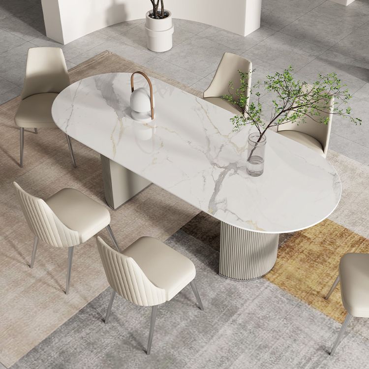 Contemporary 1/2/5/7 Pieces Dining Room Table Set Oval Shape Dining Table Set with Chair Clearhalo 'Dining Room Sets' 'Dining Tables & Seating' 'dining_room_set' 'furn' 'furn_dining_room_set' 'Furniture' 'furniture_dining_room_set' 'Kitchen & Dining Furniture' 'kitchen&dining_furn' 'kitchen' 1200x1200_6acba044-ee7d-4646-9d1a-b884d8231274