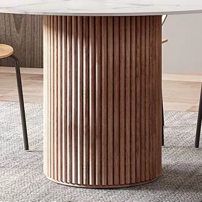 Modern Style Sintered Stone Dining Table Single Pedestal Base Round Table for Home,35.4"L x 29.5"H Clearhalo ' dining_table' 'Dining Tables & Seating' 'Dining Tables' 'furn' 'furn_dining_table' 'Furniture' 'furniture_dining_table' 'Kitchen & Dining Furniture' 'kitchen&dining_furn' 'kitchen' 'kitchen_dining_table' 1200x1200_6accc54a-d9c0-40df-8268-41fa707a18ce