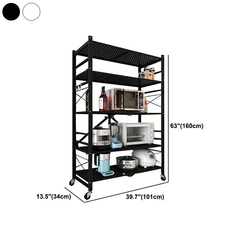 Industrial Folding Etagere Bookshelf Metal Open Bookshelf with Caster Wheels Clearhalo 'Bookcases' 'furn' 'furn_bookcases' 'Furniture' 'furniture_bookcases' 'kitchen' 'kitchen_bookcases' 'Living Room Furniture' 'Office Furniture' 1200x1200_6acd1242-4e6b-4856-9343-a06397843c50