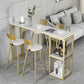 Glam Rectangle Bar Dining Table White Faux Marble Top Iron Indoor Bistro Table with Shelf Clearhalo 'Bar Furniture' 'Bar Tables' 'bar_tables' 'furn' 'furn_bar_tables' 'Furniture' 'furniture_bar_tables' 'Kitchen & Dining Furniture' 1200x1200_6acd244f-c6b3-4cc7-a12a-f381dc475dba
