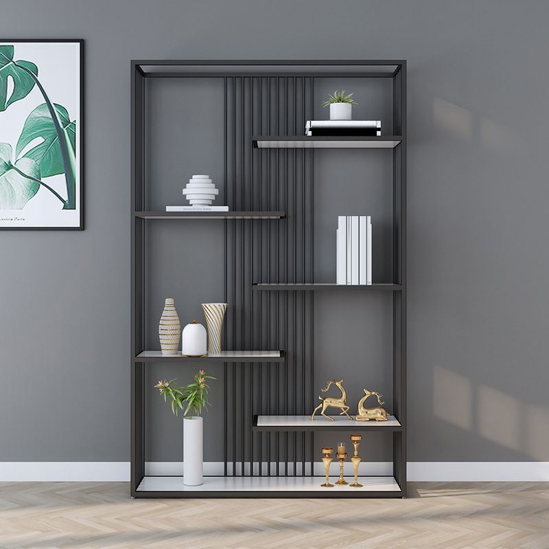 Gold and Black Etagere Book Shelf Vertical Open Home Bookshelf with 6 Shelves Clearhalo 'Bookcases' 'furn' 'furn_bookcases' 'Furniture' 'Office Furniture' 1200x1200_6acf6778-f2da-4fb9-ab0c-1f7c5e22e111