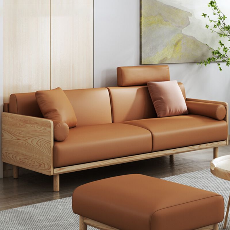 Stationary Stain-Resistant Faux Leather Settee Living Room Pillow Top Arm Sofa Clearhalo 'furn' 'furn_sofas' 'Furniture' 'furniture_sofas' 'Living Room Furniture' 'Sofa' 'sofas' 1200x1200_6acf832f-e50e-4056-816f-0cbce9a82366