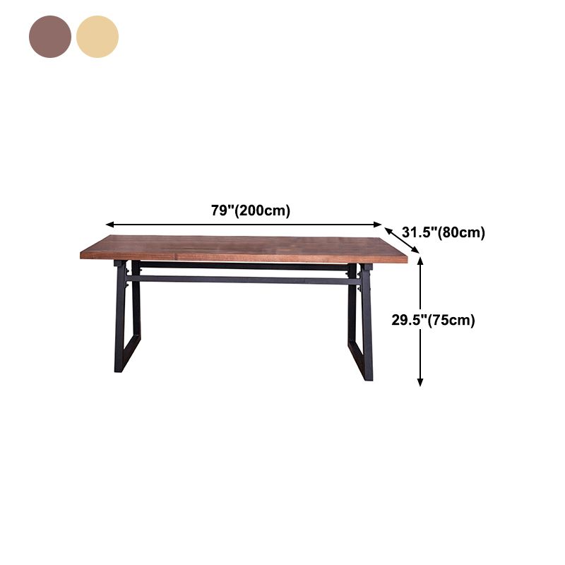 Industrial Pine Wood Table for Restaurant Rectangle Table with Metal Double Pedestal Clearhalo ' dining_table' 'Dining Tables & Seating' 'Dining Tables' 'furn' 'furn_dining_table' 'Furniture' 'furniture_dining_table' 'Kitchen & Dining Furniture' 'kitchen&dining_furn' 'kitchen' 'kitchen_dining_table' 1200x1200_6ad021c7-6233-404d-b3fb-7b308b4220aa