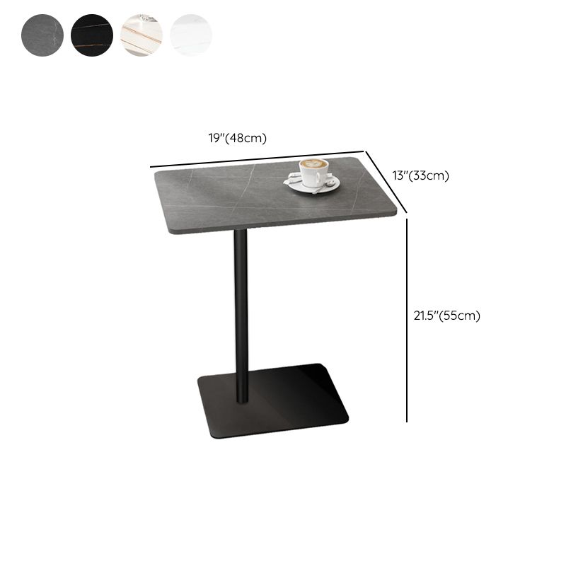 モダンスレートトップサイドテーブル長方形の金属Cサイドテーブル