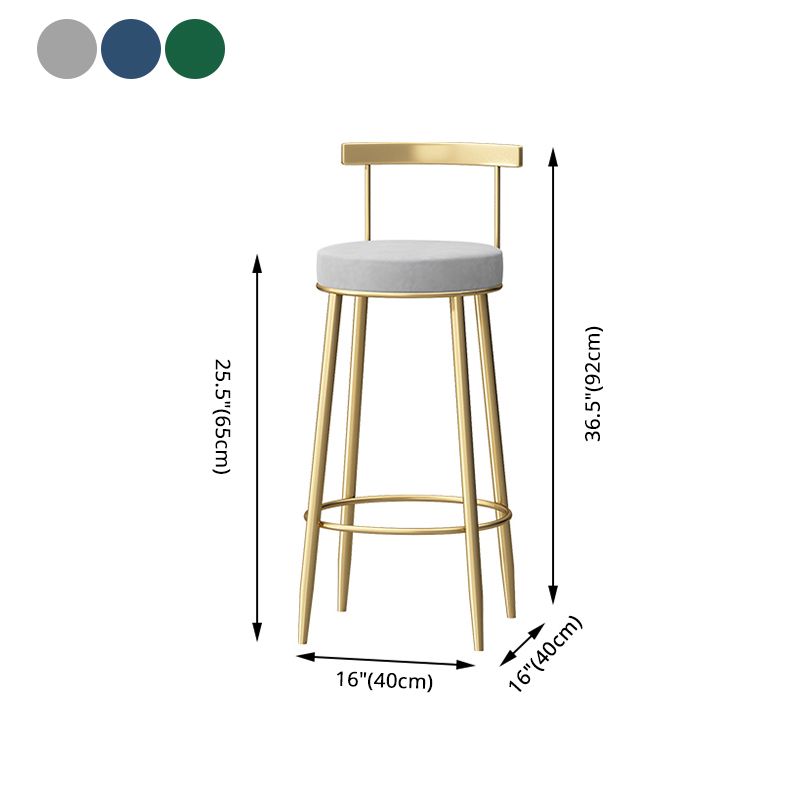 Glam Backrest Armless Counter Stool Iron Household Bar Stool with Cushion Clearhalo 'Bar Furniture' 'Bar Stools' 'bar_stools' 'furn' 'furn_bar_stools' 'furniture_bar_stools' 'Kitchen & Dining Furniture' 'kitchen&dining_furn' 'kitchen' 'kitchen_furn' Furniture' 1200x1200_6ad23447-54c8-4084-b8a1-6d53777ab087
