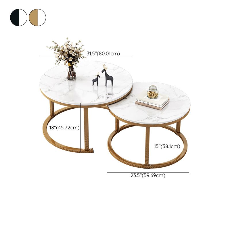 Table basse gigogne ronde en ardoise Frame 2 pièces