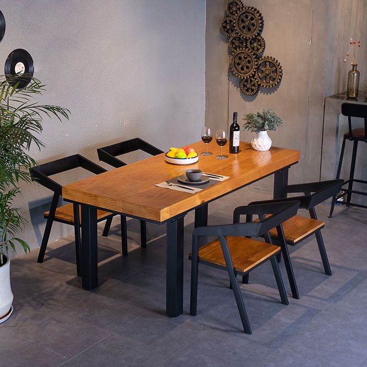 1/5 Pcs Metal Industrial Dining Room Set with Pine Wood Top Table Dinette Set Clearhalo 'Dining Room Sets' 'Dining Tables & Seating' 'dining_room_set' 'furn' 'furn_dining_room_set' 'Furniture' 'furniture_dining_room_set' 'Kitchen & Dining Furniture' 'kitchen&dining_furn' 'kitchen' 1200x1200_6ad429b5-97c6-4522-b714-f440f5e1376c