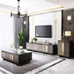 Glam Enclosed Storage TV Media Stand with Drawers Brown TV Media Console