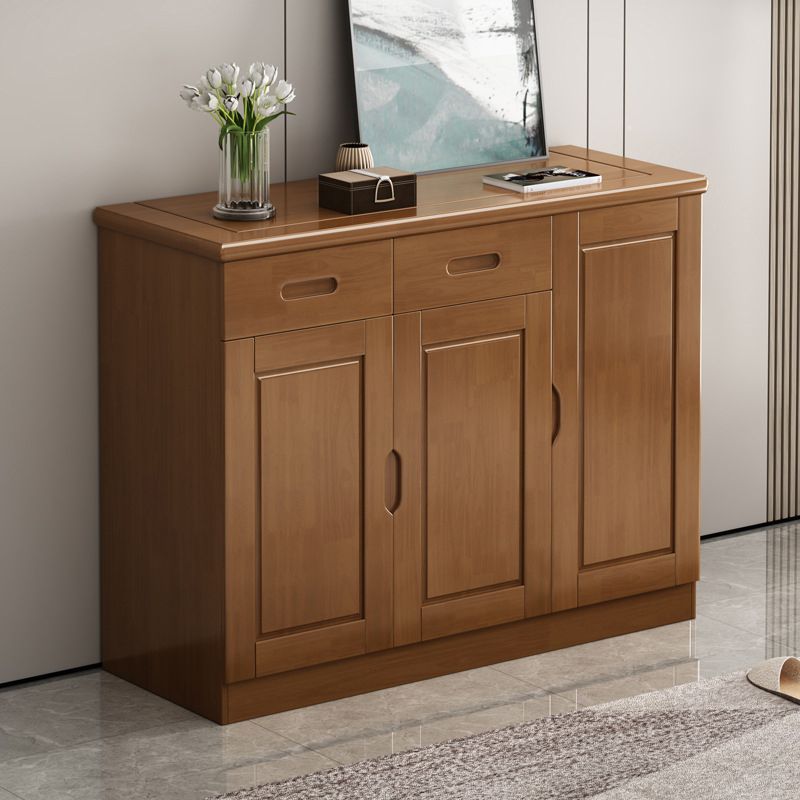 Mid-Century Modern Cabinet Rubberwood 2-Drawer with Shelves Grooves Accent Cabinet Clearhalo 'Cabinets & Chests' 'cabinets_chests' 'furn' 'furn_cabinets_chests' 'Furniture' 'Living Room Furniture' 1200x1200_6ad5566a-633a-4cb1-9734-6f8d631e045d