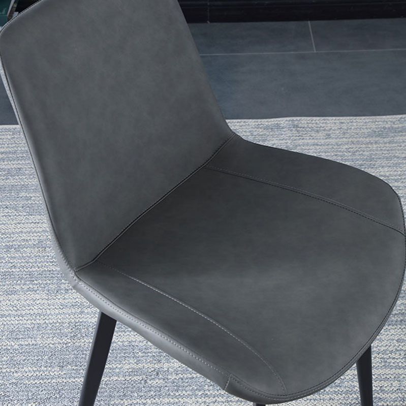 Contemporary Home Leather Side Chair Solid Back Dining Chair with Black Legs Clearhalo ' kitchen&dining_furn' 'Dining Chairs' 'Dining Tables & Seating' 'dining_chair' 'furn' 'furn_dining_chair' 'Furniture' 'furniture_dining_chair' 'Kitchen & Dining Furniture' 'kitchen' 1200x1200_6ad61f19-ffab-430a-b09d-7a01b22cee56