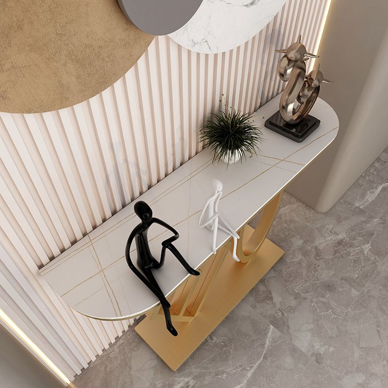 Tabella della console di metallo e pietra moderna da 31 pollici console di divano alto