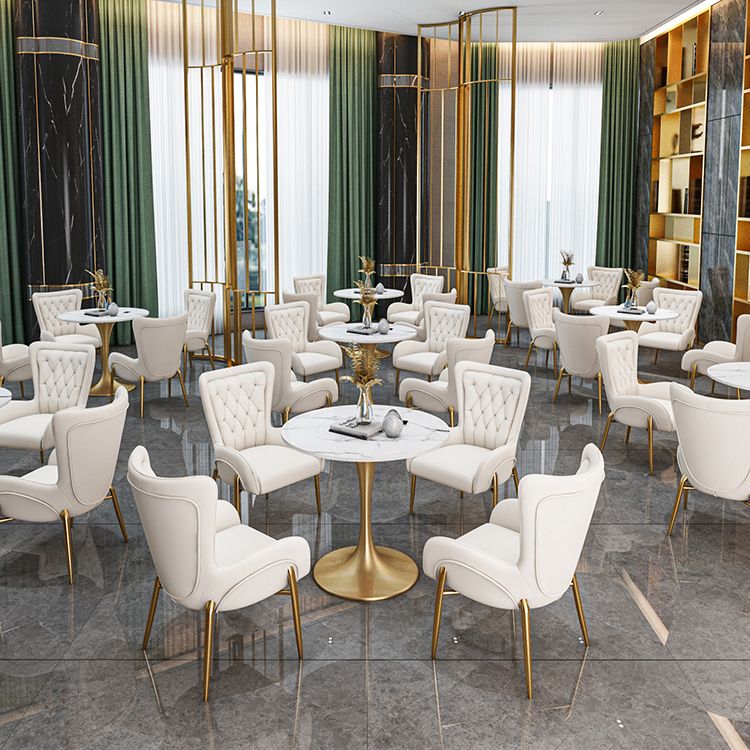 Round Golden Base Dining Table Glam Stone Table for Dining Room Clearhalo 'Dining Tables & Seating' 'Dining Tables' 'dining_table' 'furn' 'furn_dining_table' 'Furniture' 'Kitchen & Dining Furniture' 1200x1200_6ad67ffe-3db0-4de6-a174-f20104069f13