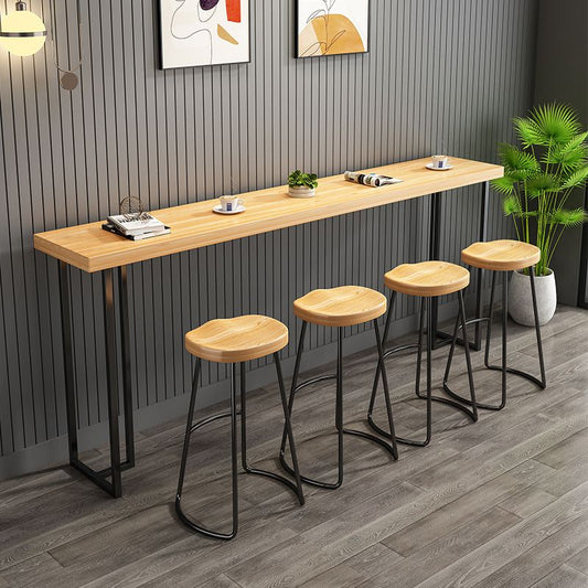 Sgabello da bar senza schienale con banco in legno in stile contemporaneo con gambe metalliche
