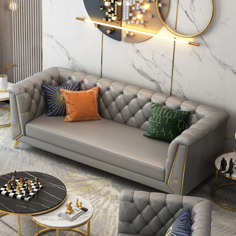 Glam Pillow Top Arm Chesterfield Sofa 33.46"H Tufted Split-Back Sofa with Hair Pin Legs Clearhalo 'furn' 'furn_sofas' 'Furniture' 'furniture_sofas' 'kitchen' 'kitchen_sofas' 'Living Room Furniture' 'Sofa' 'sofas' 1200x1200_6adbeecf-3ce6-467e-bb1f-af6064e645a9