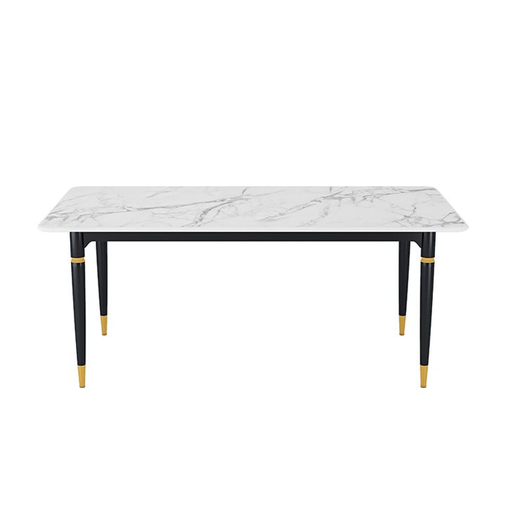 モダンな1/4/5/7ピースダイニングセット長方形の黒いベースディネットセットストーントップ