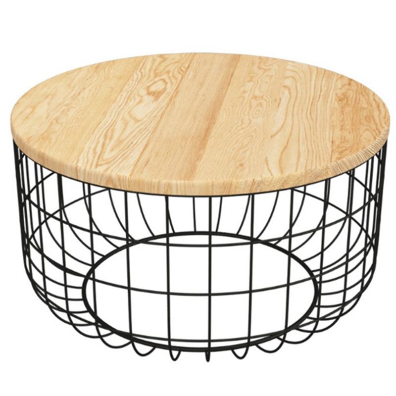 Scandinavian Natural Round Wood Coffee Table Frame Iron Cocktail Table Clearhalo 'Coffee & Accent Tables' 'Coffee Tables' 'coffee_tables' 'furn' 'furn_coffee_tables' 'Furniture' 'Living Room Furniture' 1200x1200_6adf1c8a-58da-4ea2-8a6d-e0f81aefce9b