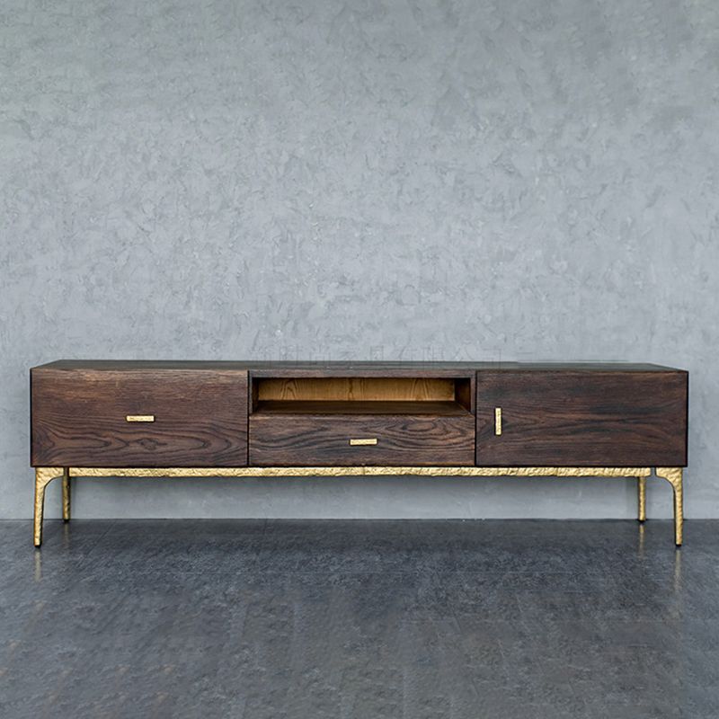 15.75 "W TV Style Industrial Style Brown Wood TV Console avec tiroir