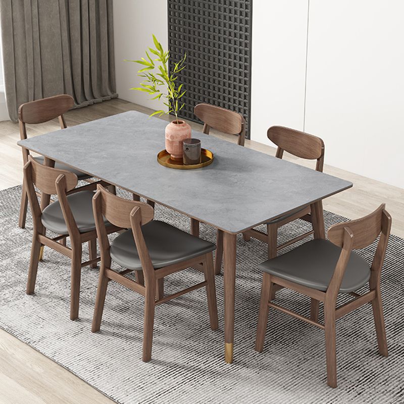 Mid-Century Kitchen Grey Dining Table Rectangle Sintered Stone Dining Table with 4 Legs Clearhalo ' dining_table' 'Dining Tables & Seating' 'Dining Tables' 'furn' 'furn_dining_table' 'Furniture' 'furniture_dining_table' 'Kitchen & Dining Furniture' 'kitchen&dining_furn' 'kitchen' 'kitchen_dining_table' 1200x1200_6ae2a5b5-a161-49e7-8bb3-bb1f19dc7b63