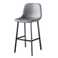 Contemporary Metal Barstool Low Back Turantable Faux Leather Cushion Footrest Stool