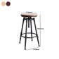 Industrial Metal Barstool Low Back Faux Leather Cushion Footrest Stool with 4 Legs