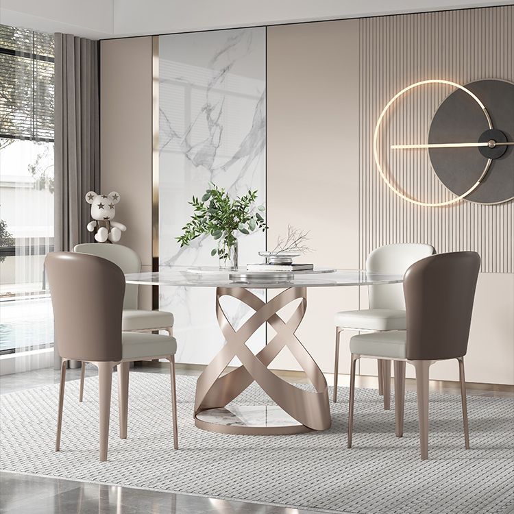 Ensemble de table à manger ronde moderne 1/2/5/9 pièces avec plateau en pierre frittée