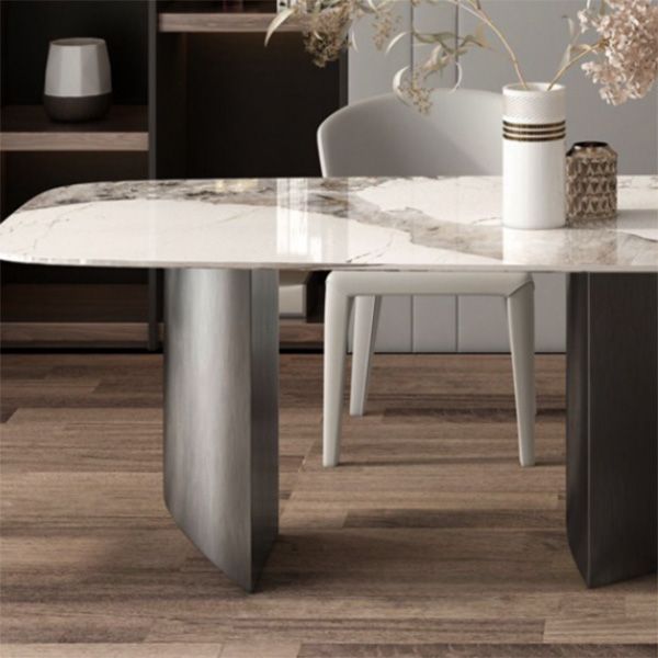 Contemporary Dining Table Sintered Stone Table with Metal Legs for Home Use Clearhalo 'Dining Tables & Seating' 'Dining Tables' 'dining_table' 'furn' 'furn_dining_table' 'Furniture' 'Kitchen & Dining Furniture' 1200x1200_6ae49522-cd5a-4161-ac3b-92c16ea6709f