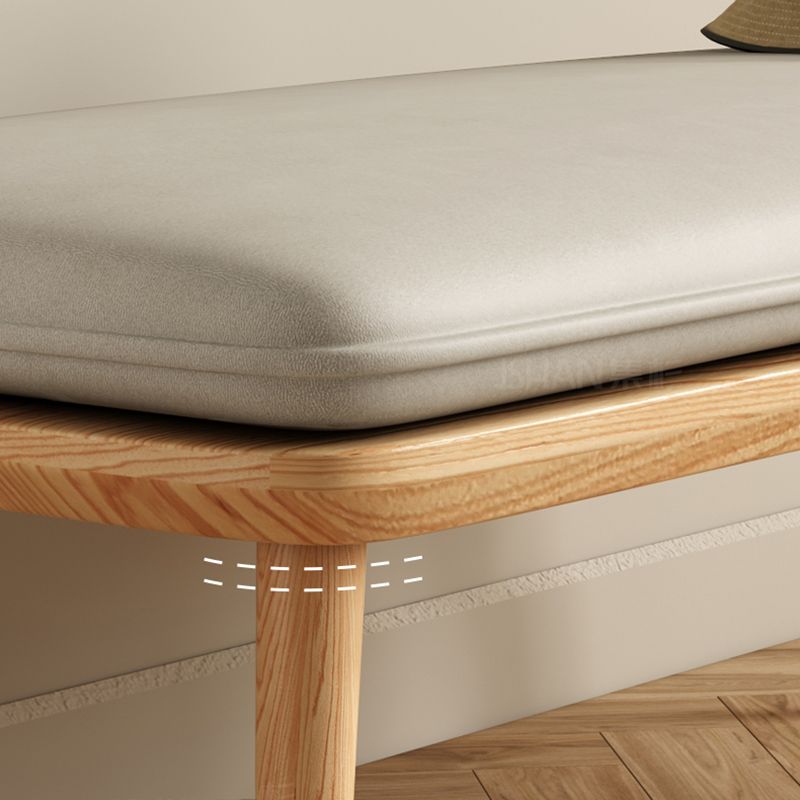 Panca in legno di gomma contemporanea rettangolo da 15 "panca da letto larga con gambe