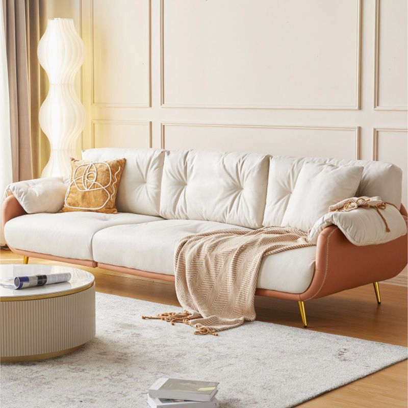 Modern Faux Leather Loose Back Seating Hair Pin Legs Sofa for Living Room