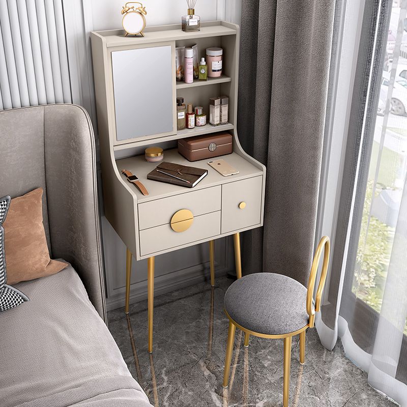 Glam 3-Drawer Solid Color Wooden Vanity with and Mirror Dressing Table