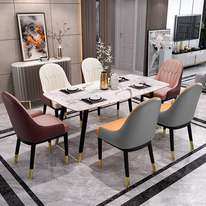 Glam Dining Chairs Matte Finish Leather Curved Parsons Chair for kitchen Clearhalo ' kitchen&dining_furn' 'Dining Chairs' 'Dining Tables & Seating' 'dining_chair' 'furn' 'furn_dining_chair' 'Furniture' 'furniture_dining_chair' 'Kitchen & Dining Furniture' 'kitchen' 1200x1200_6ae88e70-4c95-4172-8a3e-8760de5b1ddc