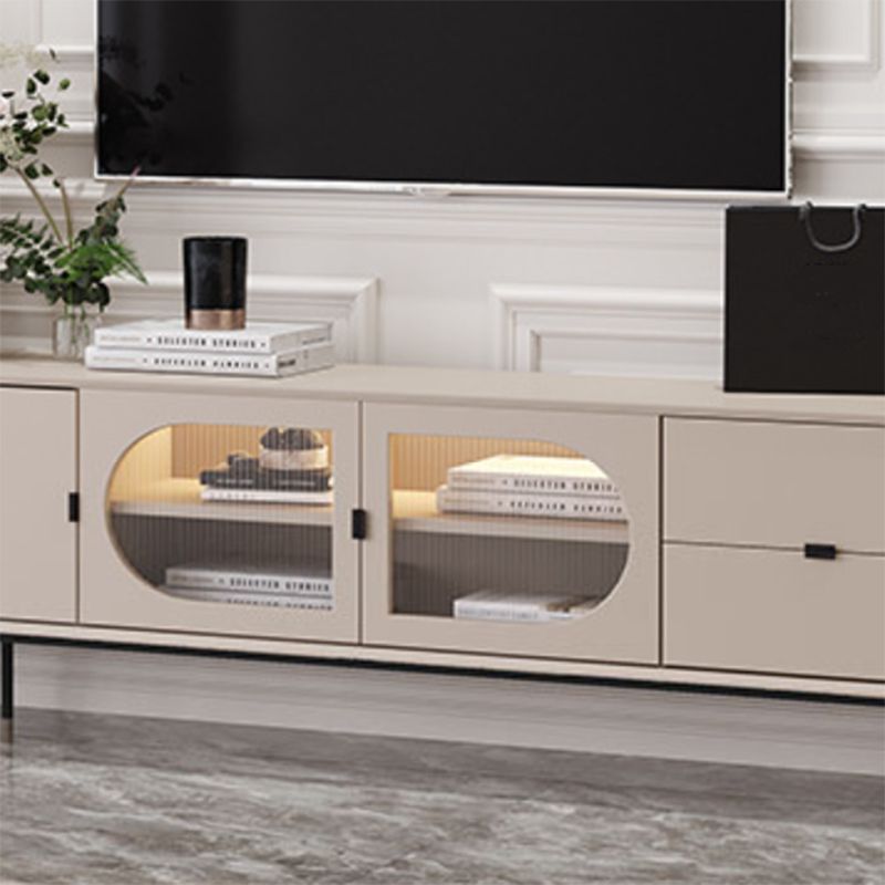 Console TV contemporaine en bois avec rangement fermé, support multimédia TV pour salon