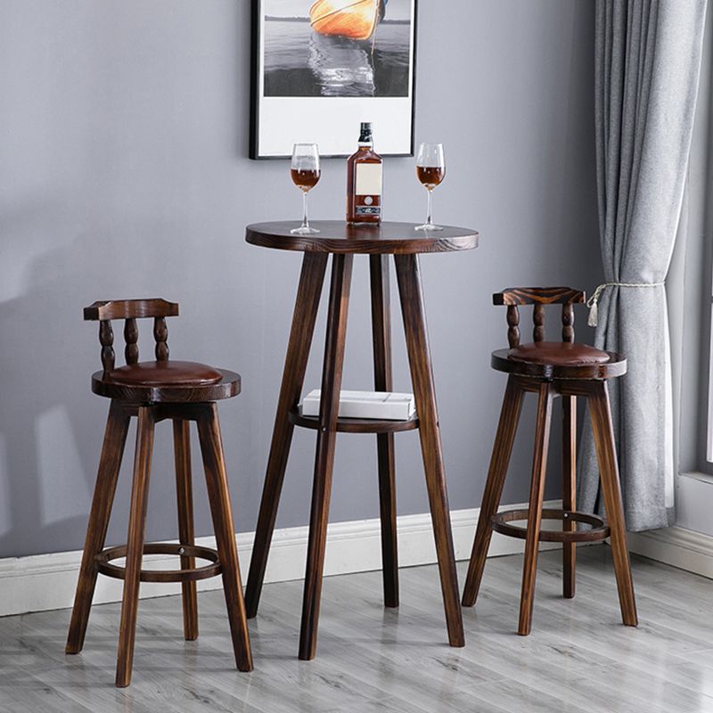 Round Modern Pub Table Set 1/3 Pcs Solid Wood Bar Table for Home Clearhalo 'Bar Furniture' 'furn' 'furn_home_bar_bar_sets' 'Furniture' 'Home Bars & Bar Sets' 'home_bar_bar_sets' 'Kitchen & Dining Furniture' 1200x1200_6aeb4608-f465-48dc-8d84-adcdcac23939