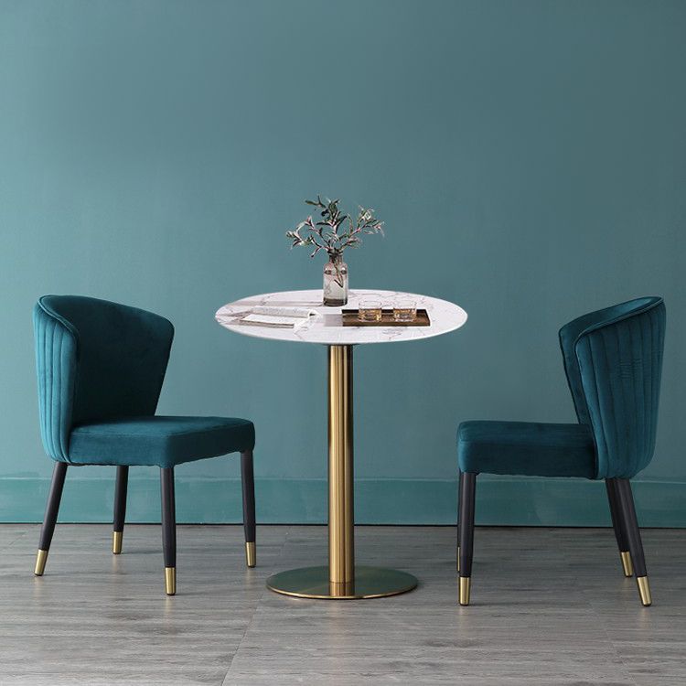 Tavolo da tavolo da piedistallo rotondo in acciaio rotondo alto 29,5 pollici per soggiorno