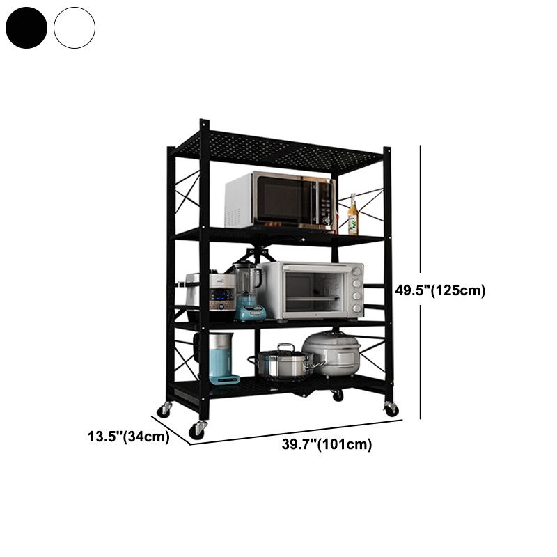 Industrial Folding Etagere Bookshelf Metal Open Bookshelf with Caster Wheels Clearhalo 'Bookcases' 'furn' 'furn_bookcases' 'Furniture' 'furniture_bookcases' 'kitchen' 'kitchen_bookcases' 'Living Room Furniture' 'Office Furniture' 1200x1200_6aec1564-6cb2-4e8a-b17b-c55788240355