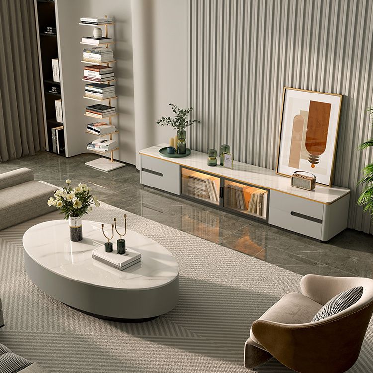 Glam Slate Coffee Cocktail Table Frame Oval Pedestal Coffee Table for Home Clearhalo 'Coffee & Accent Tables' 'Coffee Tables' 'coffee_tables' 'furn' 'furn_coffee_tables' 'Furniture' 'Living Room Furniture' 1200x1200_6aec4e27-86ec-44a4-9bc0-4f8921b4362b