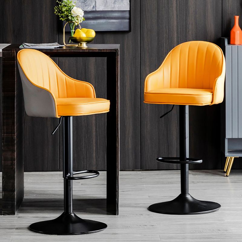 Modern Rotatable Armless Counter Stool Iron Household Bar Stool with Leather Cushion Clearhalo 'Bar Furniture' 'Bar Stools' 'bar_stools' 'furn' 'furn_bar_stools' 'furniture_bar_stools' 'Kitchen & Dining Furniture' 'kitchen&dining_furn' 'kitchen' 'kitchen_furn' Furniture' 1200x1200_6aeca754-5522-4f3a-8f68-b47db2db9051