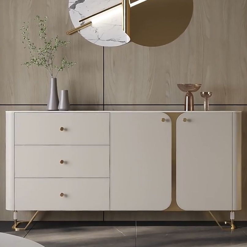 3 Schubladen Buffet Ständer Glam Sideboard -Buffet mit 4 Regalen für die Küche