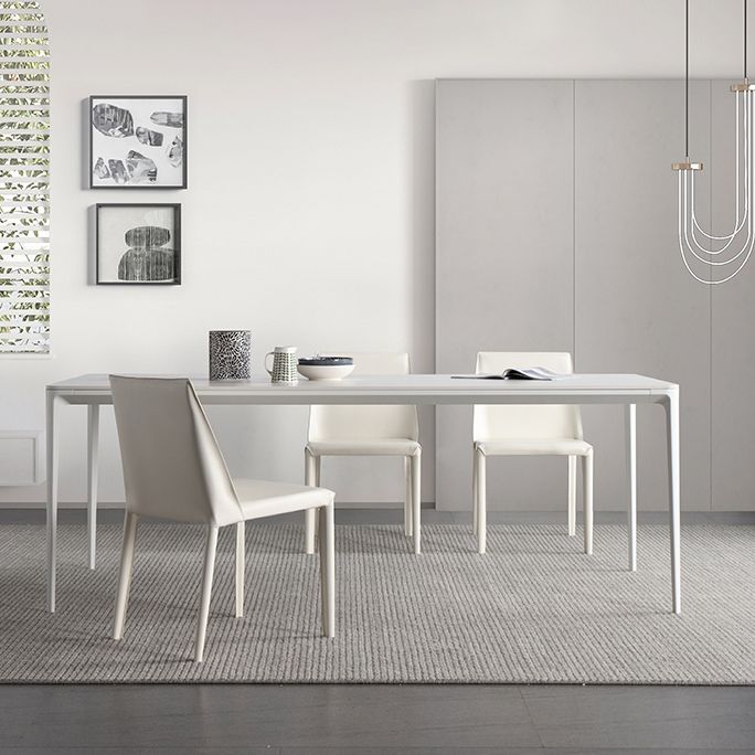 Modern White Kitchen Dining Table Sintered Stone Rectangle Dining Table with 4 Legs Base Clearhalo ' dining_table' 'Dining Tables & Seating' 'Dining Tables' 'Furniture' 'furniture_dining_table' 'Kitchen & Dining Furniture' 'kitchen&dining_furn' 'kitchen' 'kitchen_dining_table' 1200x1200_6af1575e-e53e-4e20-897f-741c4ad988ae