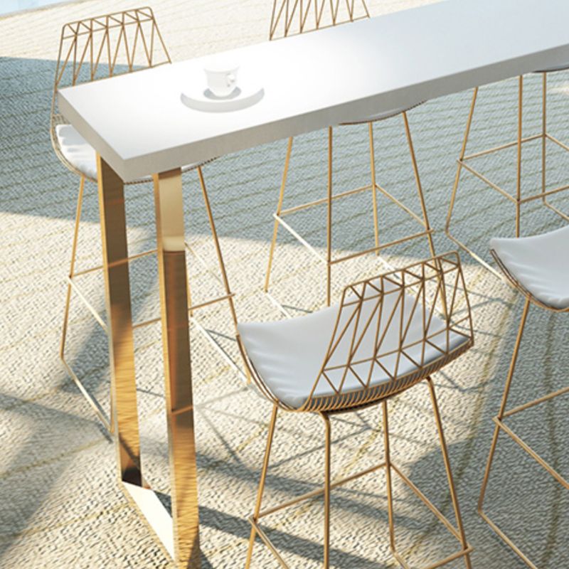 Solid Wood Counter Height Table White Top and Gold Base Bar Table Clearhalo 'Bar Furniture' 'Bar Tables' 'bar_tables' 'furn' 'furn_bar_tables' 'Furniture' 'Kitchen & Dining Furniture' 1200x1200_6af15aa9-19a8-4f3a-958c-daa507bcef69