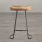 Industrial Counter Bar Stool Natural Solid Wood and Metal Saddle Seat Counter Chair