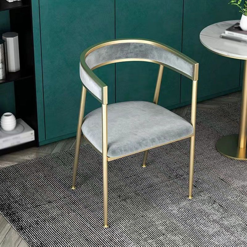 Glam Metal Arm Dining Chair Upholstered Dining Side Chair for Restaurant Use Clearhalo ' kitchen&dining_furn' 'Dining Chairs' 'Dining Tables & Seating' 'dining_chair' 'furn' 'furn_dining_chair' 'Furniture' 'furniture_dining_chair' 'Kitchen & Dining Furniture' 'kitchen' 1200x1200_6af616df-2779-4c90-a953-2644e451158d