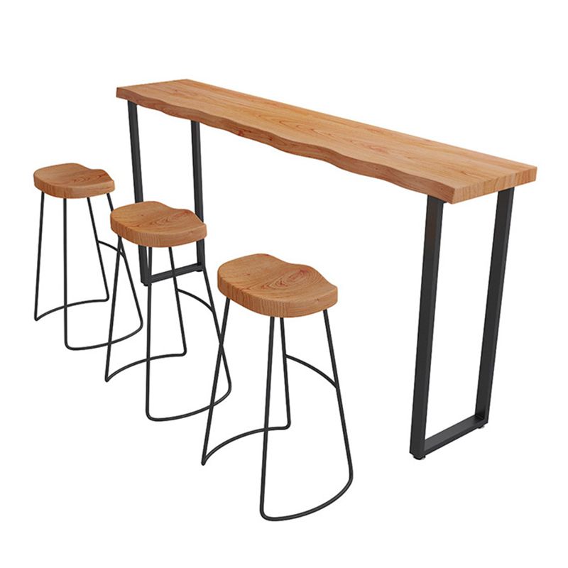 Industrial Trestle Base Dining Table Solid Wood Bar Table for Bistro Clearhalo 'Bar Furniture' 'Bar Tables' 'bar_tables' 'furn' 'furn_bar_tables' 'Furniture' 'Kitchen & Dining Furniture' 1200x1200_6af8731d-de59-4a20-ae6f-ff8dae400a99